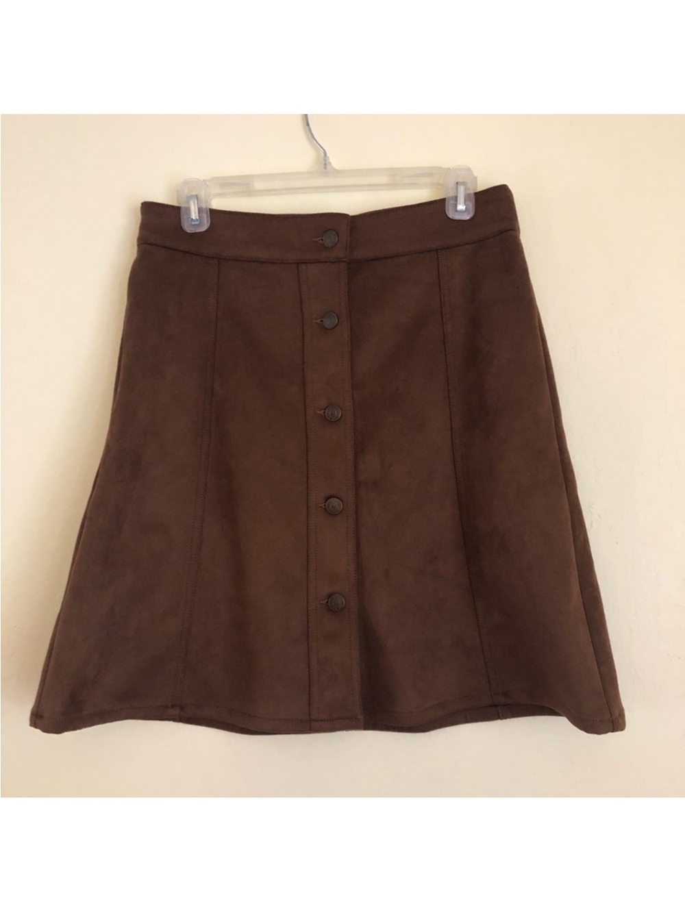 Chaps Brown Button-Front A-Line Skirt
